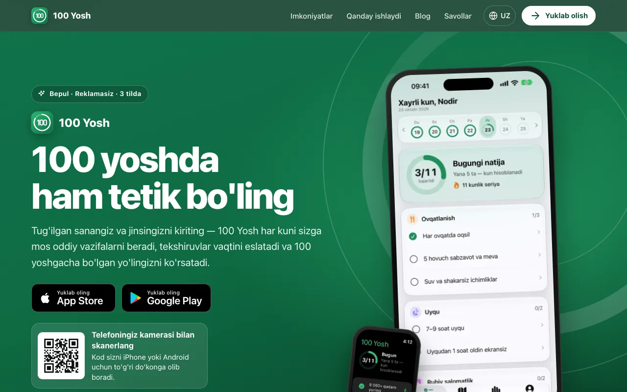 100 Yosh — Приложение для здоровья